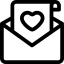 icon of a letter with a note with a heart on it
